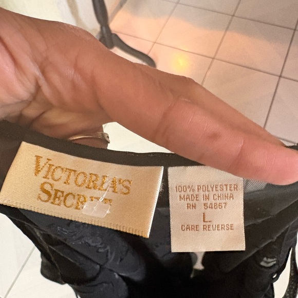 Vintage Victoria's Secret Black Sheer Floral Maxi Slip Dress - Picture 3 of 4